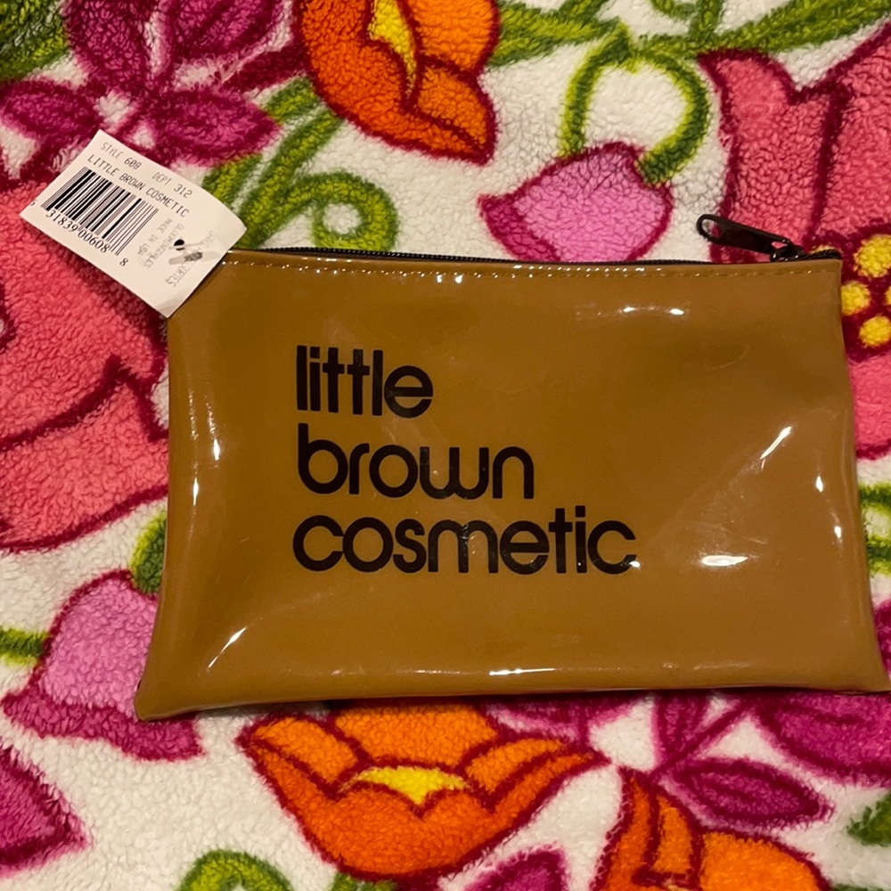 little brown cosmetic bag NEW
